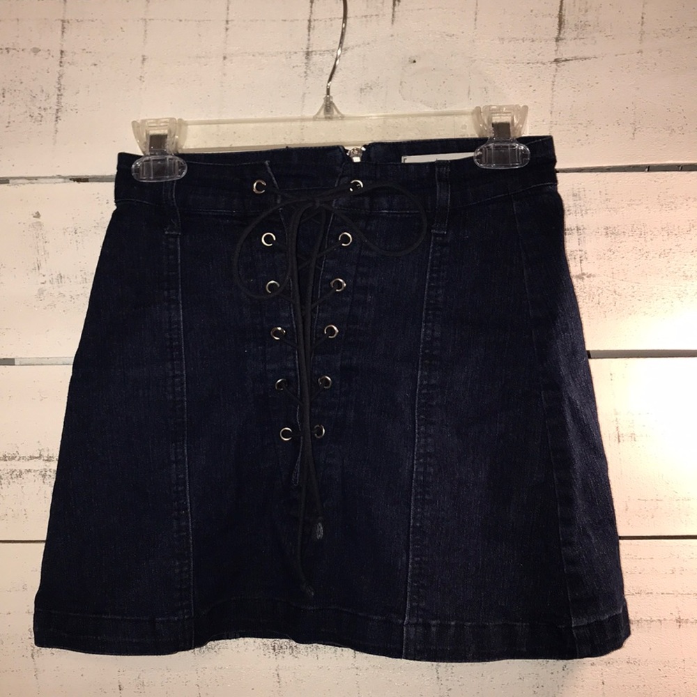 Dark blue jean wash mini skirt